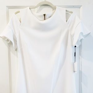 Calvin Klein White Below the Knee Evening Dress